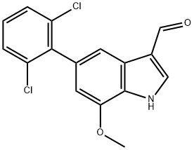 5-(2,6-Dichlorophenyl)-7-methoxyindole-3-carboxaldehyde Structure