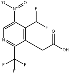 4-(Difluoromethyl)-5-nitro-2-(trifluoromethyl)pyridine-3-acetic acid Structure