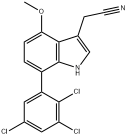 4-Methoxy-7-(2,3,5-trichlorophenyl)indole-3-acetonitrile Structure