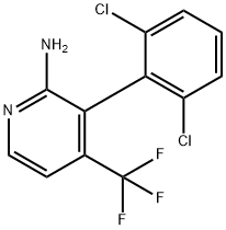 2-Amino-3-(2,6-dichlorophenyl)-4-(trifluoromethyl)pyridine Structure