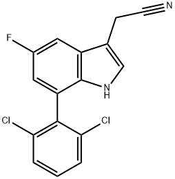 7-(2,6-Dichlorophenyl)-5-fluoroindole-3-acetonitrile Structure