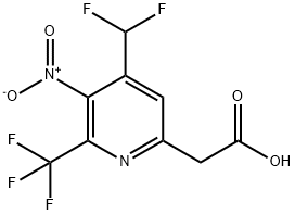 4-(Difluoromethyl)-3-nitro-2-(trifluoromethyl)pyridine-6-acetic acid Structure