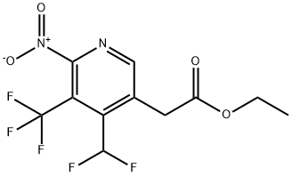 Ethyl 4-(difluoromethyl)-2-nitro-3-(trifluoromethyl)pyridine-5-acetate Structure