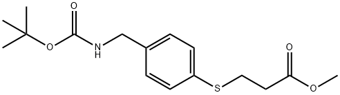 Propanoic acid, 3-[[4-[[[(1,1-dimethylethoxy)carbonyl]amino]methyl]phenyl]thio]-, methyl ester 구조식 이미지