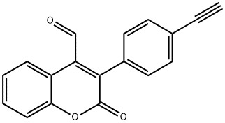 2H-1-Benzopyran-4-carboxaldehyde, 3-(4-ethynylphenyl)-2-oxo- Structure