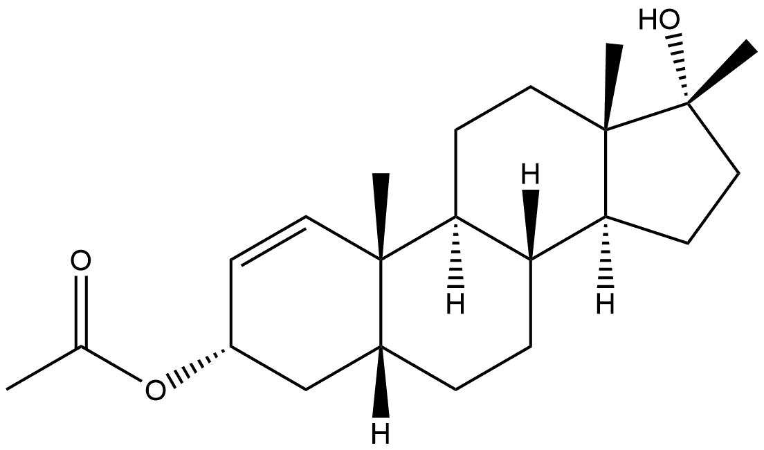 Androst-1-ene-3,17-diol, 17-methyl-, 3-acetate, (3α,5β,17α)- (9CI) Structure