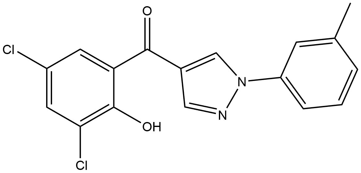 (3,5-dichloro-2-hydroxyphenyl)(1-(m-tolyl)-1H-pyrazol-4-yl)methanone Structure