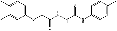 Acetic acid, 2-(3,4-dimethylphenoxy)-, 2-[[(4-methylphenyl)amino]thioxomethyl]hydrazide Structure