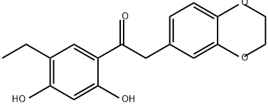 Ethanone, 2-(2,3-dihydro-1,4-benzodioxin-6-yl)-1-(5-ethyl-2,4-dihydroxyphenyl)- Structure