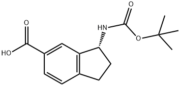 1H-Indene-5-carboxylic acid, 3-[[(1,1-dimethylethoxy)carbonyl]amino]-2,3-dihydro-, (3R)- Structure