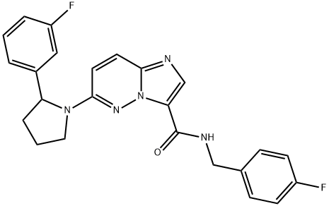 Imidazo[1,2-b]pyridazine-3-carboxamide, N-[(4-fluorophenyl)methyl]-6-[2-(3-fluorophenyl)-1-pyrrolidinyl]- Structure