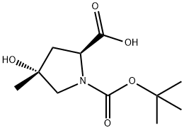 1,2-Pyrrolidinedicarboxylic acid, 4-hydroxy-4-methyl-, 1-(1,1-dimethylethyl) ester, (2S,4R)- 구조식 이미지