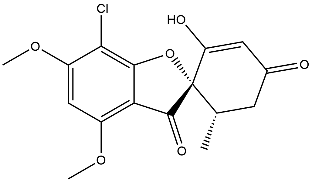 Spiro[benzofuran-2(3H),1'-[2]cyclohexene]-3,4'-dione, 7-chloro-2'-hydroxy-4,6-dimethoxy-6'-methyl-, (1'S,6'S)- 구조식 이미지