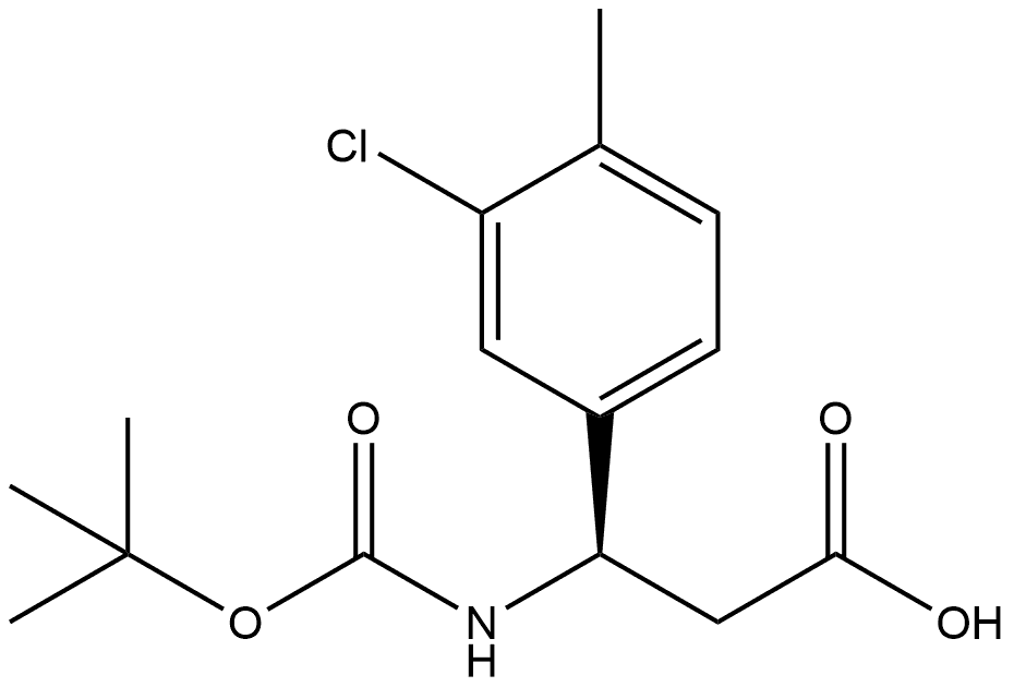 (3R)-3-(3-chloro-4-methylphenyl)-3-[(2-methylpropan-2-yl)oxycarbonylamino]propanoic acid Structure