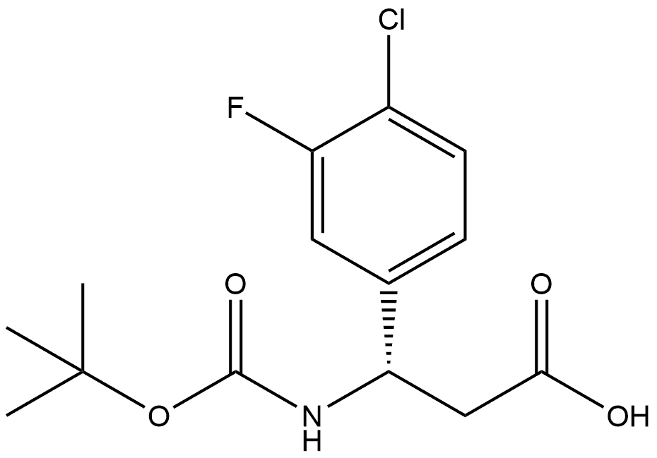 (3S)-3-(4-chloro-3-fluorophenyl)-3-[(2-methylpropan-2-yl)oxycarbonylamino]propanoic acid Structure