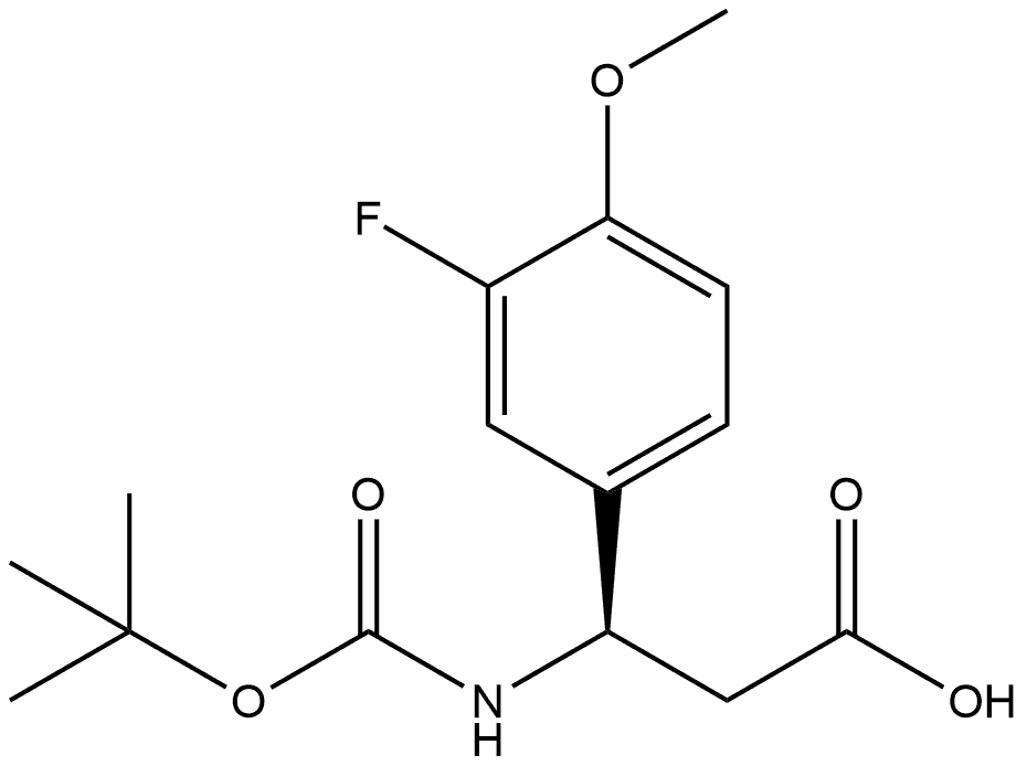 (3R)-3-(3-fluoro-4-methoxyphenyl)-3-[(2-methylpropan-2-yl)oxycarbonylamino]propanoic acid Structure