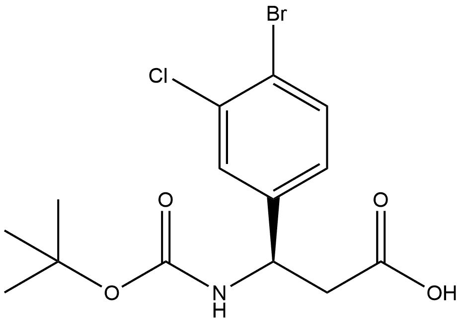 Benzenepropanoic acid, 4-bromo-3-chloro-β-[[(1,1-dimethylethoxy)carbonyl]amino]-, (βR)- Structure