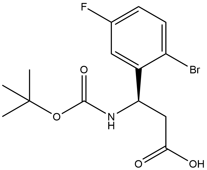 (3R)-3-(2-bromo-5-fluorophenyl)-3-[(2-methylpropan-2-yl)oxycarbonylamino]propanoic acid Structure