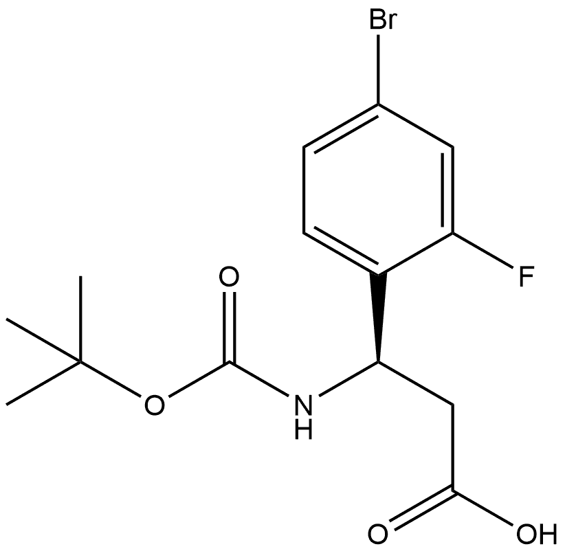 Benzenepropanoic acid, 4-bromo-β-[[(1,1-dimethylethoxy)carbonyl]amino]-2-fluoro-, (βR)- Structure