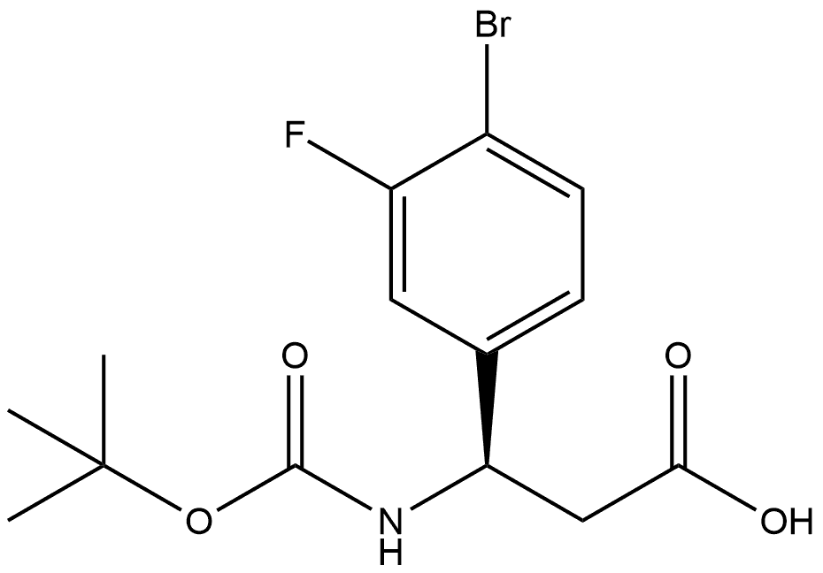 (3R)-3-(4-bromo-3-fluorophenyl)-3-[(2-methylpropan-2-yl)oxycarbonylamino]propanoic acid Structure