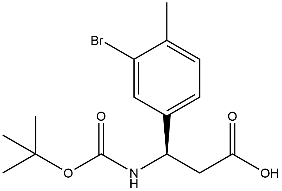 (3R)-3-(3-bromo-4-methylphenyl)-3-[(2-methylpropan-2-yl)oxycarbonylamino]propanoic acid Structure