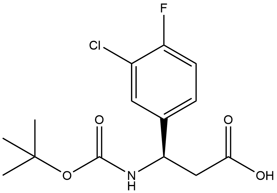 Benzenepropanoic acid, 3-chloro-β-[[(1,1-dimethylethoxy)carbonyl]amino]-4-fluoro-, (βR)- Structure