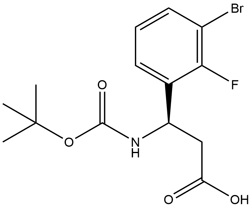 (3R)-3-(3-bromo-2-fluorophenyl)-3-{[(tert-butoxy)carbonyl]amino}propanoic acid Structure