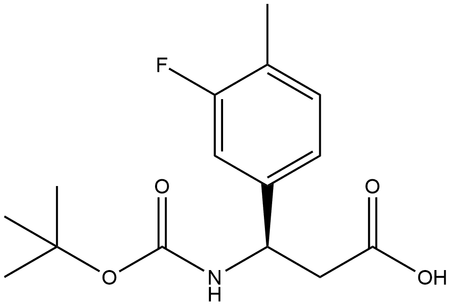 (3R)-3-(3-fluoro-4-methylphenyl)-3-[(2-methylpropan-2-yl)oxycarbonylamino]propanoic acid Structure