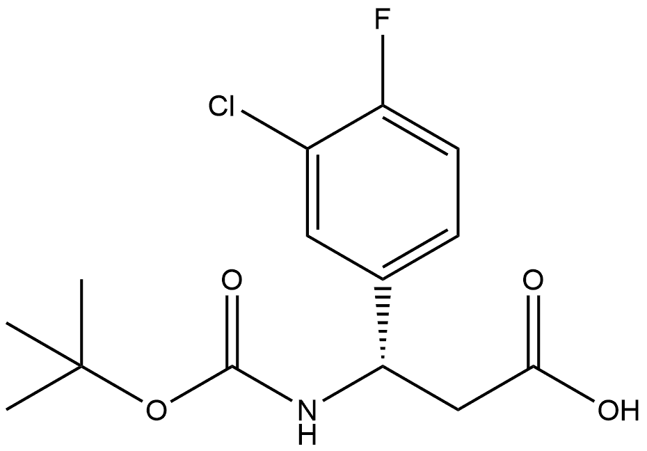 (3S)-3-(3-chloro-4-fluorophenyl)-3-[(2-methylpropan-2-yl)oxycarbonylamino]propanoic acid Structure