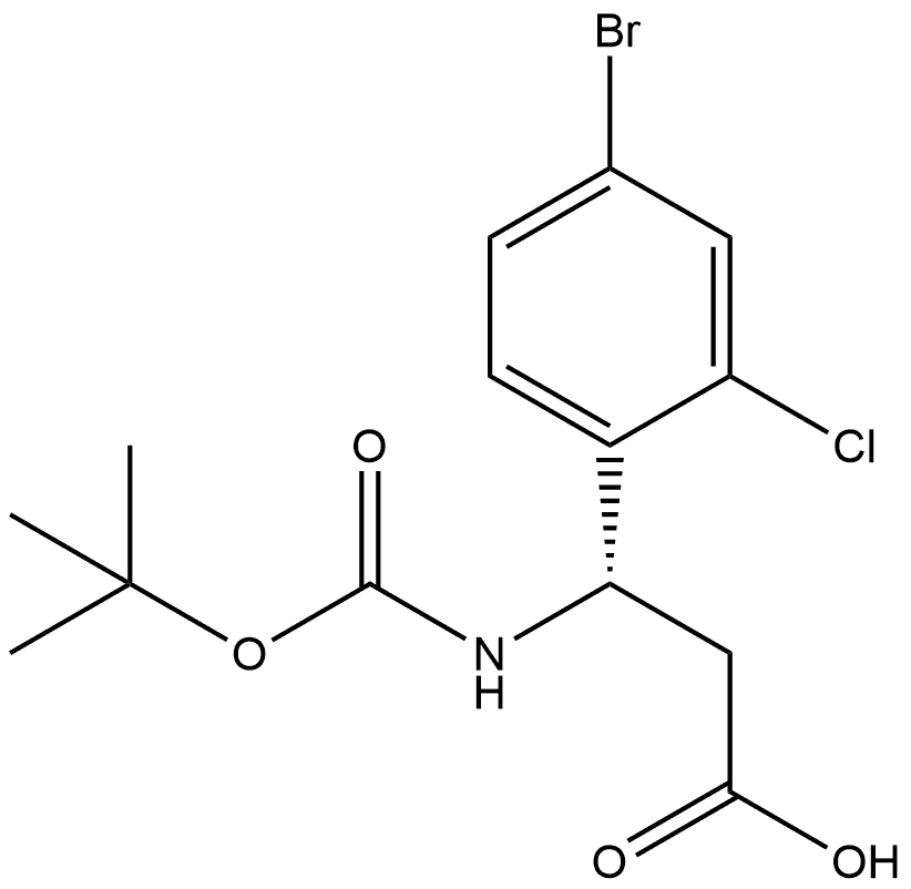 Benzenepropanoic acid, 4-bromo-2-chloro-β-[[(1,1-dimethylethoxy)carbonyl]amino]-, (βS)- Structure