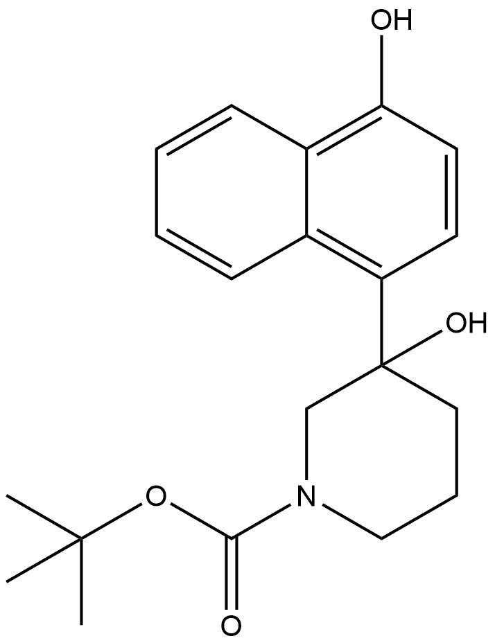 1,1-Dimethylethyl 3-hydroxy-3-(4-hydroxy-1-naphthalenyl)-1-piperidinecarboxylate 구조식 이미지