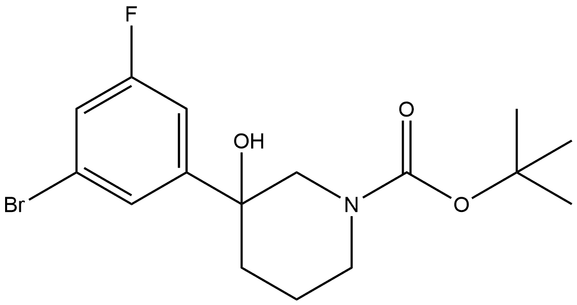 1,1-Dimethylethyl 3-(3-bromo-5-fluorophenyl)-3-hydroxy-1-piperidinecarboxylate Structure