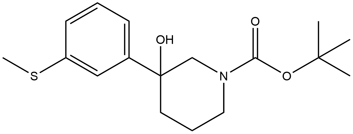 1,1-Dimethylethyl 3-hydroxy-3-[3-(methylthio)phenyl]-1-piperidinecarboxylate Structure