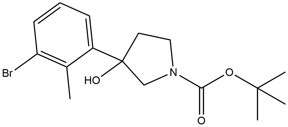 1,1-Dimethylethyl 3-(3-bromo-2-methylphenyl)-3-hydroxy-1-pyrrolidinecarboxylate Structure