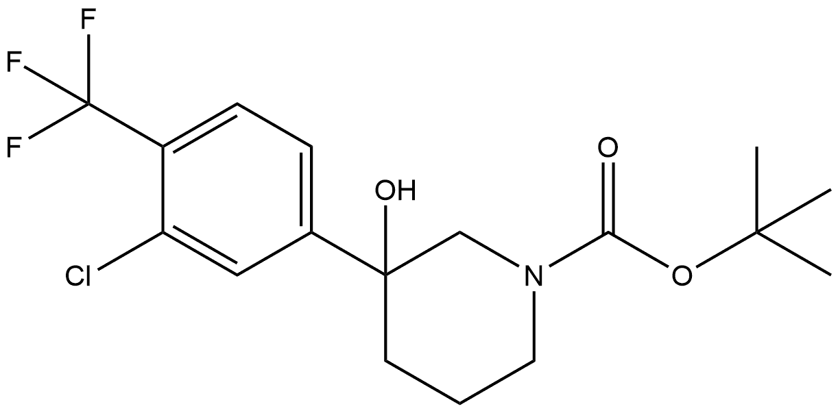 1,1-Dimethylethyl 3-[3-chloro-4-(trifluoromethyl)phenyl]-3-hydroxy-1-piperidi... Structure