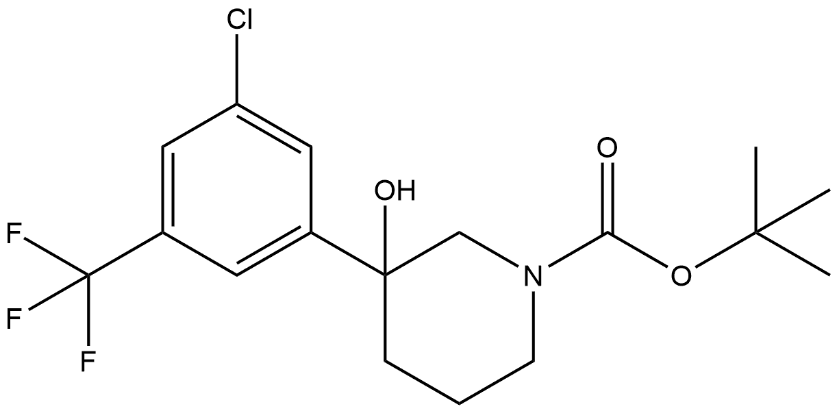 1,1-Dimethylethyl 3-[3-chloro-5-(trifluoromethyl)phenyl]-3-hydroxy-1-piperidi... Structure