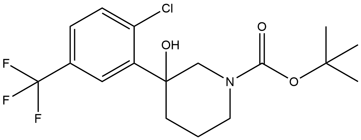 1,1-Dimethylethyl 3-[2-chloro-5-(trifluoromethyl)phenyl]-3-hydroxy-1-piperidi... Structure