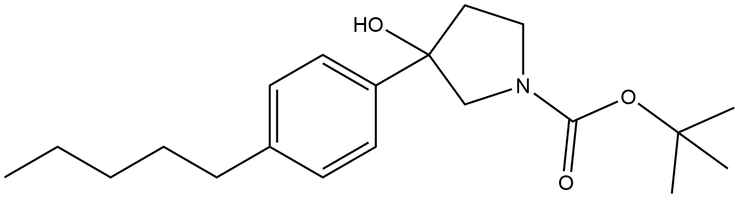 1,1-Dimethylethyl 3-hydroxy-3-(4-pentylphenyl)-1-pyrrolidinecarboxylate Structure