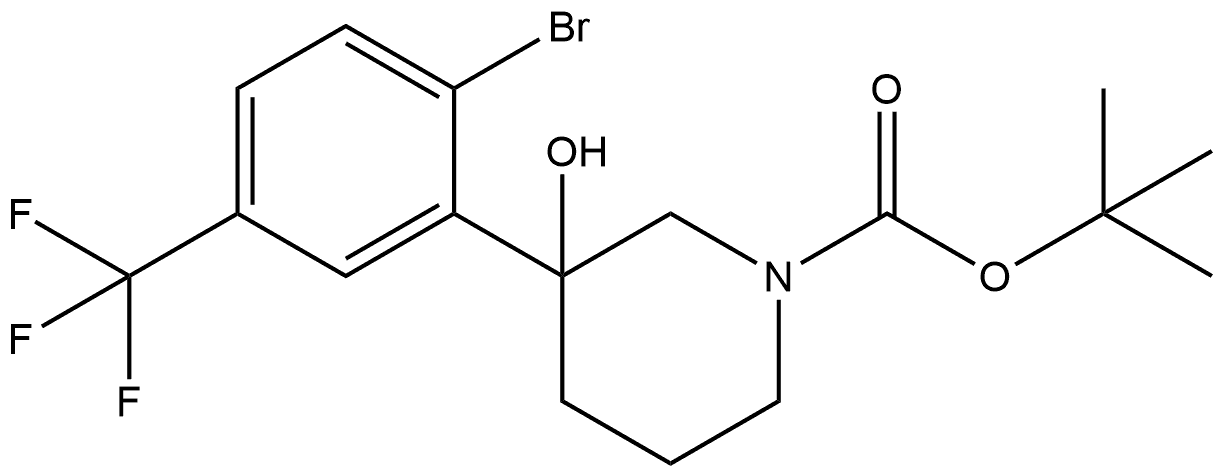 1,1-Dimethylethyl 3-[2-bromo-5-(trifluoromethyl)phenyl]-3-hydroxy-1-piperidin... Structure