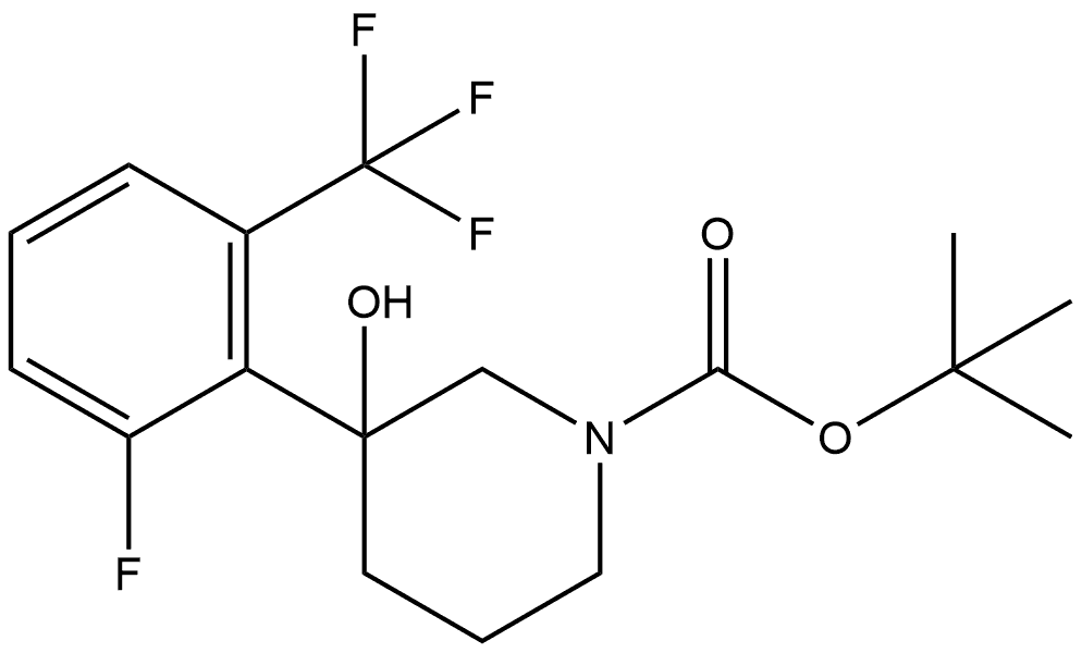 1,1-Dimethylethyl 3-[2-fluoro-6-(trifluoromethyl)phenyl]-3-hydroxy-1-piperidi... 구조식 이미지