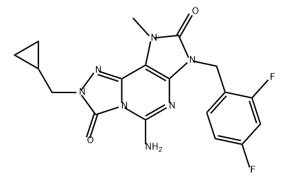 3H-1,2,4-Triazolo[3,4-i]purine-3,8(2H)-dione, 5-amino-2-(cyclopropylmethyl)-7-[(2,4-difluorophenyl)methyl]-7,9-dihydro-9-methyl- Structure