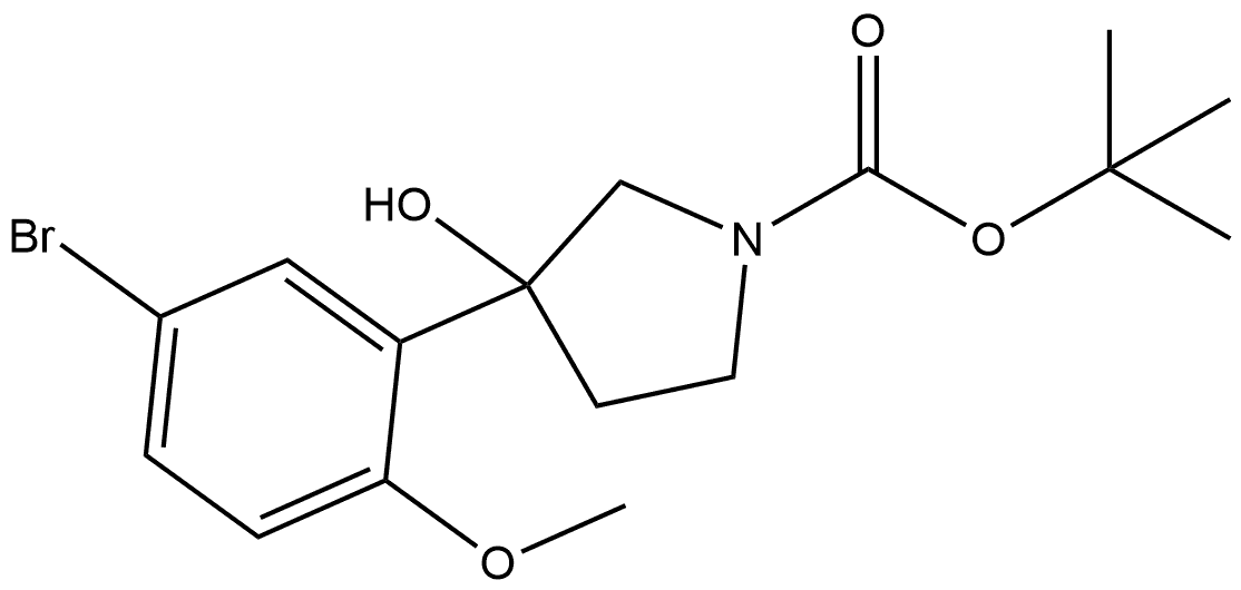 1,1-Dimethylethyl 3-(5-bromo-2-methoxyphenyl)-3-hydroxy-1-pyrrolidinecarboxylate Structure