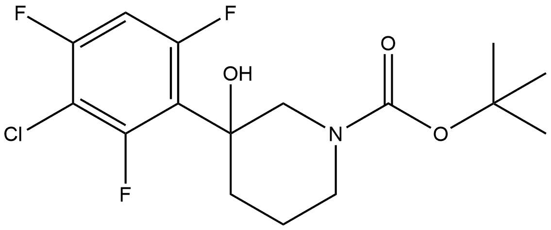 1,1-Dimethylethyl 3-(3-chloro-2,4,6-trifluorophenyl)-3-hydroxy-1-piperidineca... Structure