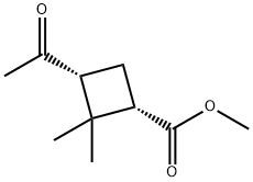 Cyclobutanecarboxylic acid, 3-acetyl-2,2-dimethyl-, methyl ester, (1S,3R)- Structure