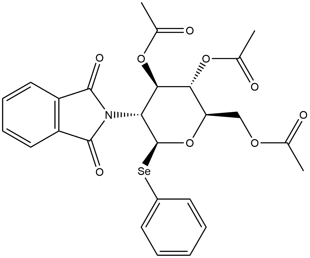 β-D-Glucopyranoside, phenyl 2-deoxy-2-(1,3-dihydro-1,3-dioxo-2H-isoindol-2-yl)-1-seleno-, 3,4,6-triacetate 구조식 이미지