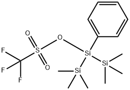Methanesulfonic acid, trifluoro-, 2,2,2-trimethyl-1-phenyl-1-(trimethylsilyl)disilanyl ester (9CI) 구조식 이미지