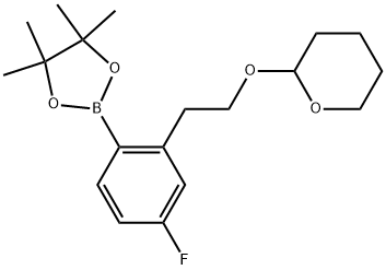 2-[2-[5-Fluoro-2-(4,4,5,5-tetramethyl-1,3,2-dioxaborolan-2-yl)phenyl]ethoxy]tetrahydro-2H-pyran 구조식 이미지