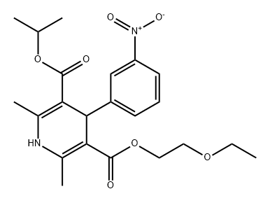 3,5-Pyridinedicarboxylic acid, 1,4-dihydro-2,6-dimethyl-4-(3-nitrophenyl)-, 3-(2-ethoxyethyl) 5-(1-methylethyl) ester 구조식 이미지