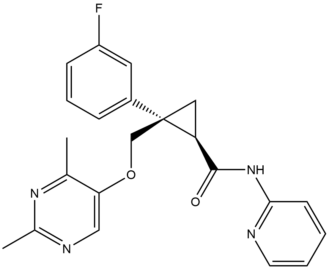 (1R,2S)-2-[[(2,4-Dimethyl-5-pyrimidinyl)oxy]methyl]-2-(3-fluorophenyl)-N-2-pyridinylcyclopropanecarboxamide Structure