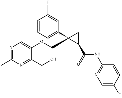 (1R,2S)-2-(3-Fluorophenyl)-N-(5-fluoro-2-pyridinyl)-2-[[[4-(hydroxymethyl)-2-methyl-5-pyrimidinyl]oxy]methyl]cyclopropanecarboxamide Structure